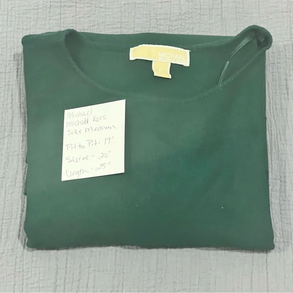 Michael Kors Green 3/4 Sleeve Relaxed Sweater